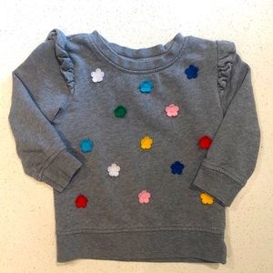 Hanna Andersson grey flower sweat shirt sz2 T